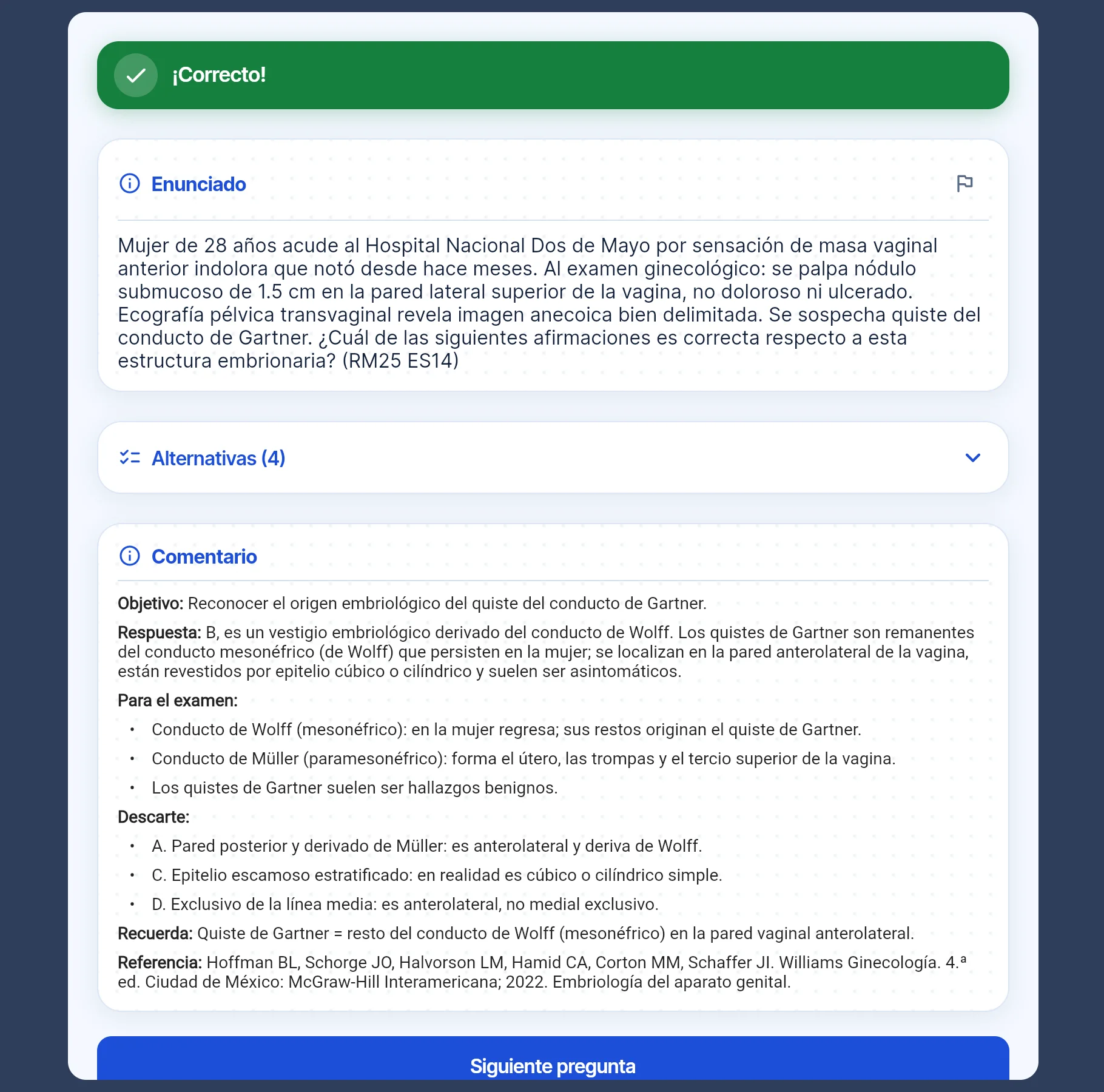 Respuesta correcta con su comentario en la computadora